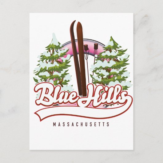 Blue Hills Massachusetts Ski logo Briefkaart (Voorkant)
