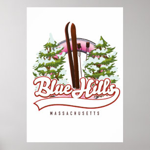 Blue Hills Massachusetts Ski logo Poster