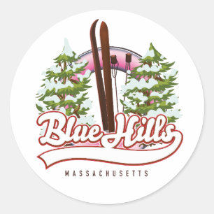 Blue Hills Massachusetts Ski logo Ronde Sticker