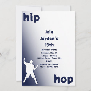 Blue Hip-Hop Dance 13th Birthday Invitation Kaart