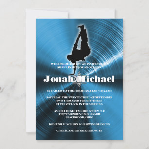 Blue Hip-Hop Dance Dancer Bar Mitzvah Uitnodiging