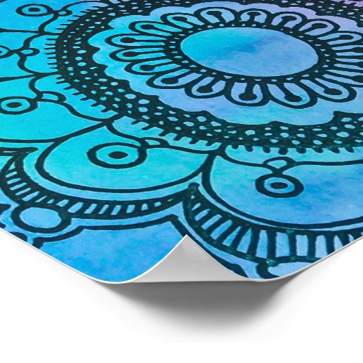 Blue Hippie Pattern Poster door Megaflora (Hoek)