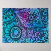 Blue Hippie Pattern Poster door Megaflora (Voorkant)