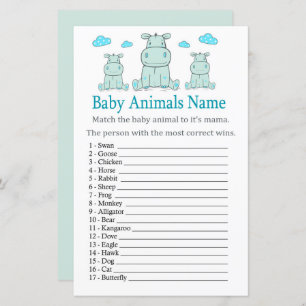 Blue Hippo Baby Animals Name Game