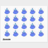Blue Hippo Birthday Ronde Sticker (Vel)