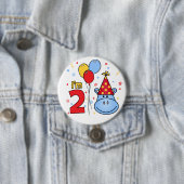 Blue Hippo Face 2e verjaardag Ronde Button 7,6 Cm (In situ)