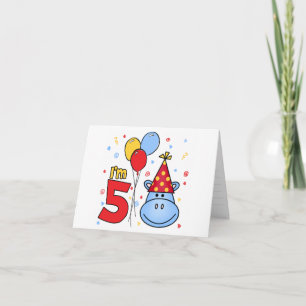 Blue Hippo Face 5e invitation à l'anniversaire