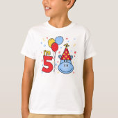 Blue Hippo Face 5th Birthday T-shirt (Voorkant)