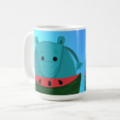Blue Hippo met Watermelon Slice Koffiemok (Voorkant links)