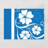 Blue Hisbiscus Party Invitation Uitnodiging Briefkaart (Achterkant)