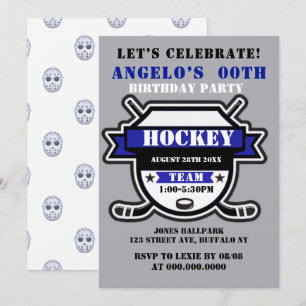 Blue Hockey Theme Birthday Party nodigt uit