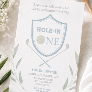 Blue Hole in One Golf 1er anniversaire Invitation