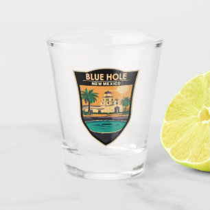 Blue Hole New Mexico Travel Art Badge Shot Glas