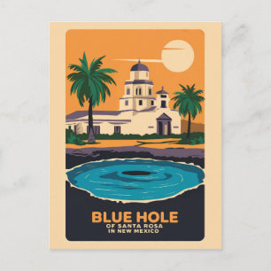 Blue Hole New Mexico Travel Art Vintage Briefkaart