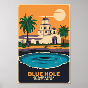 Blue Hole New Mexico Travel Art Vintage Poster