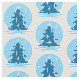 Blue Holiday Fabric Blue KerstTree Fabrics Stof