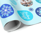 Blue Holiday Foto Cadeaupapier (Rol Hoek)