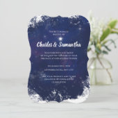 Blue Holiday Greetings Card Christmas Invitation (Debout devant)