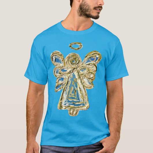 Blue Holiday Guardian Angel Custom Art T-shirt (Voorkant)