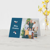 Blue Holly Berries Cartes de Noël photo numérique (Fleur jaune)