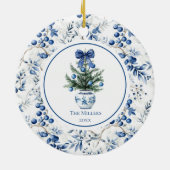 Blue Holly Toile Circle Ornament (Achterkant)
