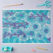 Blue Hollyhock Mallow Malva Flower Floral Painting Tissuepapier (Craft)