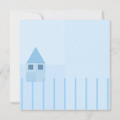 Blue Home & Fence Housewarming Uitnodiging (Achterkant)