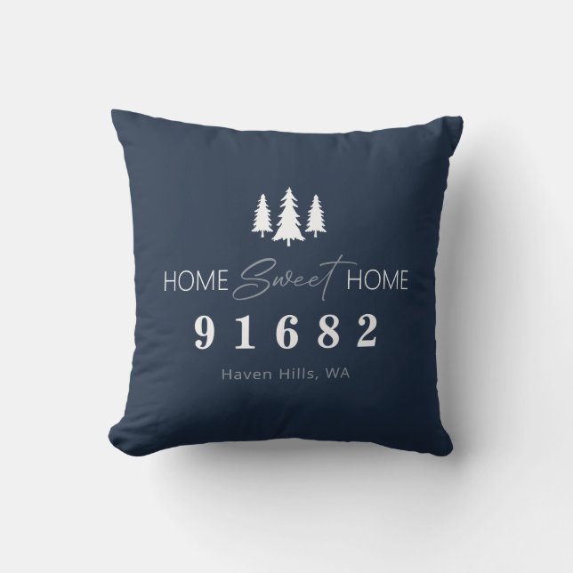Blue Home Sweet Home Foto Postcode Kussen (Voorkant)
