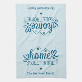 Blue Home Sweet Home Gepersonaliseerd Theedoek (Verticaal)