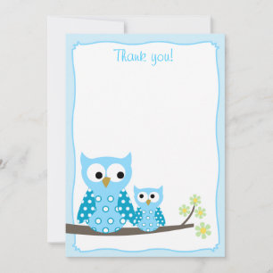 Blue Hoot Owl Flat Dank je wel Notitiekaartje