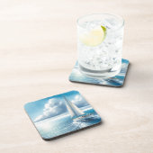 Blue Horizon Solitary Sailboat Bier Onderzetter (Rechterzijde)