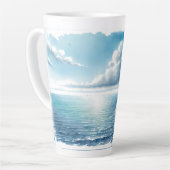 Blue Horizon Solitary Sailboat Latte Mok (Linkerhoek)