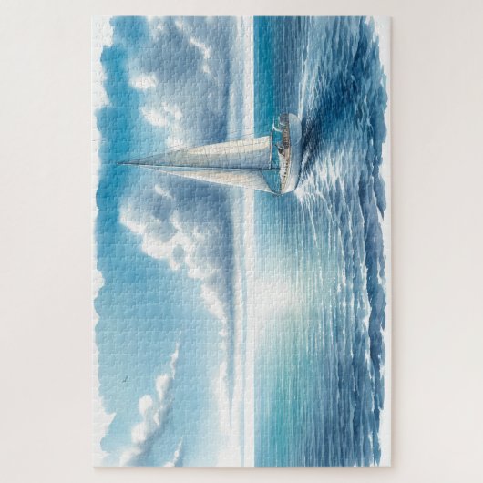Blue Horizon Solitary Sailboat Legpuzzel (Verticaal)