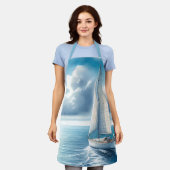 Blue Horizon Solitary Sailboat Schort (Gedragen)