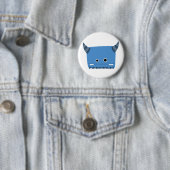 Blue Horned Monster Ronde Button 5,7 Cm (In situ)