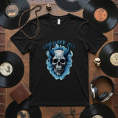 Blue Horned Skull "Conquer All" Graphic T-Shirt