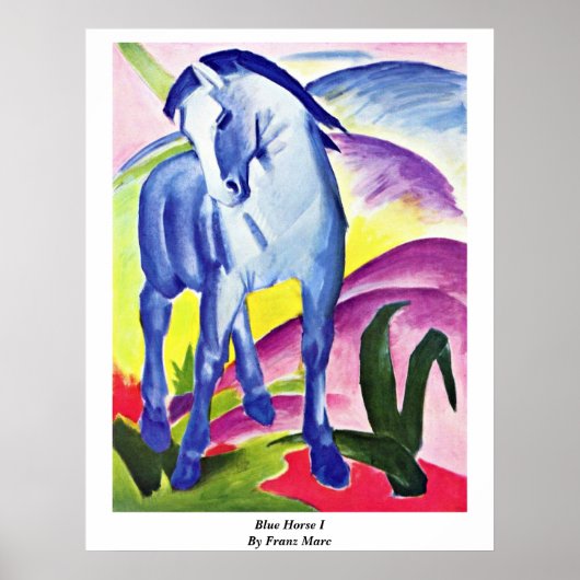 Blue Horse I van Franz Marc Poster (Voorkant)