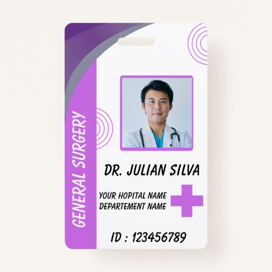 Blue Hospital Employee ID Badge Template (Devant)