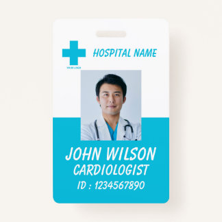 Blue Hospital Employee Name ID Badge