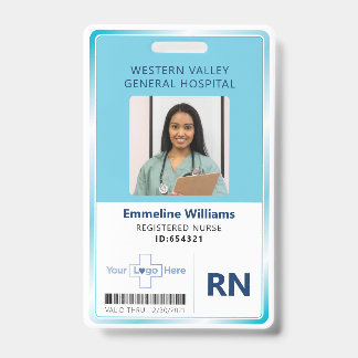 Blue Hospital Nurse Employee Badge