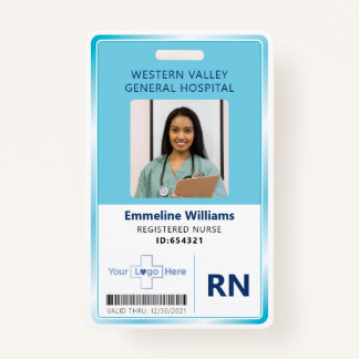 Blue Hospital Nurse Employee Badge