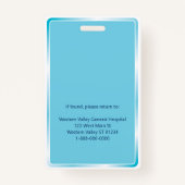Blue Hospital Nurse Employee Badge (Achterkant)