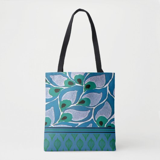 Blue Hostas Art Nouveau Canvas tas (Voorkant)