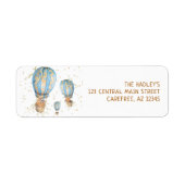 Blue Hot Air ballon Birthday Return Label (Voorkant)