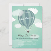 Blue Hot Air Ballon doop uitnodiging (Voorkant)