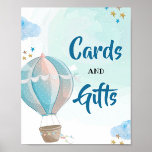 Blue Hot Air-ballonkaarten en Baby shower met cade Poster