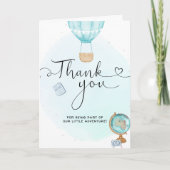 Blue Hot Air Balloon Aventure Merci plié (Devant)