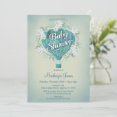 Blue Hot Air Balloon Boys Baby shower Invitation (Debout devant)