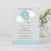 Blue Hot Air Balloon Invitation Anniversaire (Debout devant)