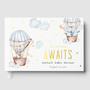 Blue Hot Air Balloon Safari Animaux Baby shower
